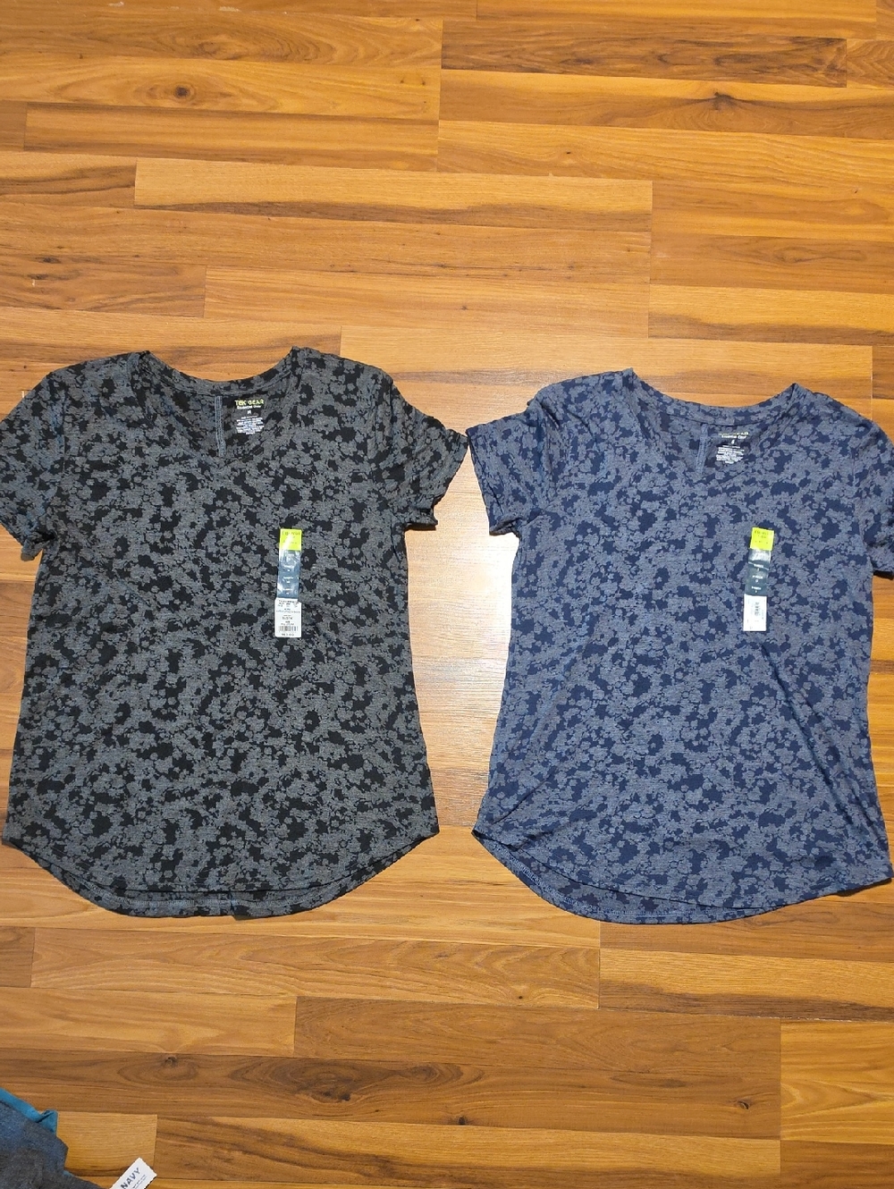 Tek Gear V-Neck Short Sleeve Tees - Black and Blue